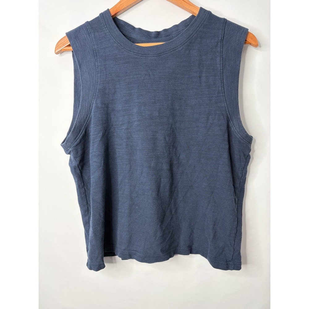Faherty Sunwashed Slub Muscle Tank Womens M Navy Beach Tee Sleeveless Crew Neck
